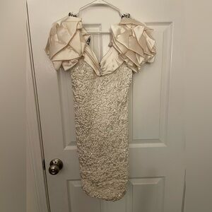 Zum Zum sparkly off shoulder puffy sleeve dress